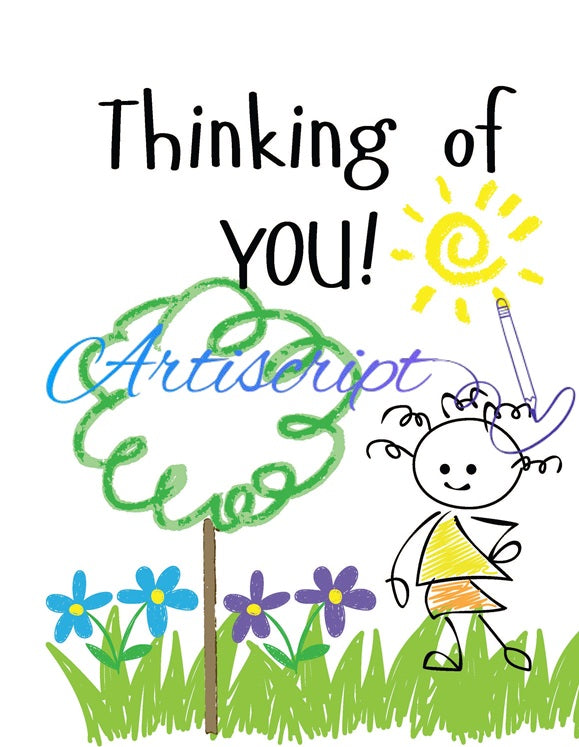 Thinking of You - Childlike Sunshine Illustration